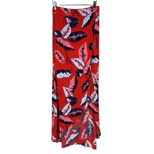 Express Red Tropical Floral Maxi Skirt Womens XS Resortwear Beach‎ Vacation Boho